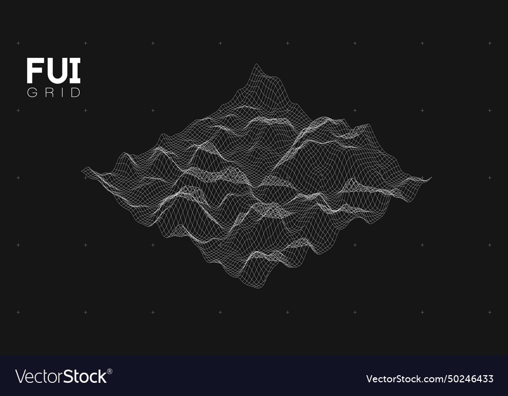 Fui gui 3d landscape scan grid abstract vector image Fui gui 3d landscape scan grid abstract