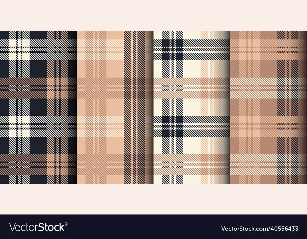 Gingham pattern set textured vector image Gingham pattern set textured