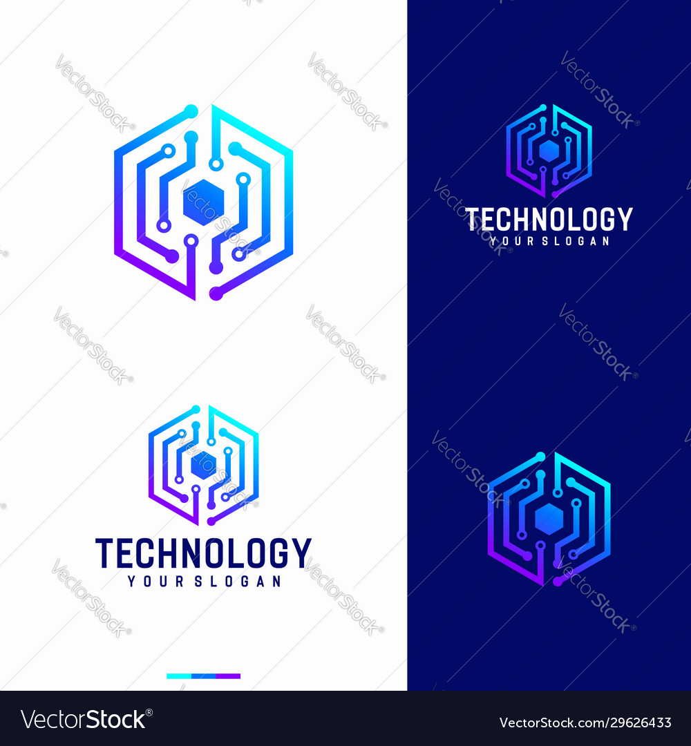 Hexagonal technology logo designs template Vector Image