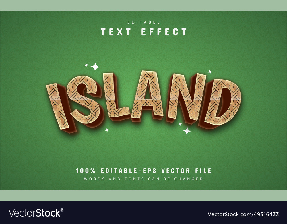 Island text effect with pattern vector image Island text effect with pattern