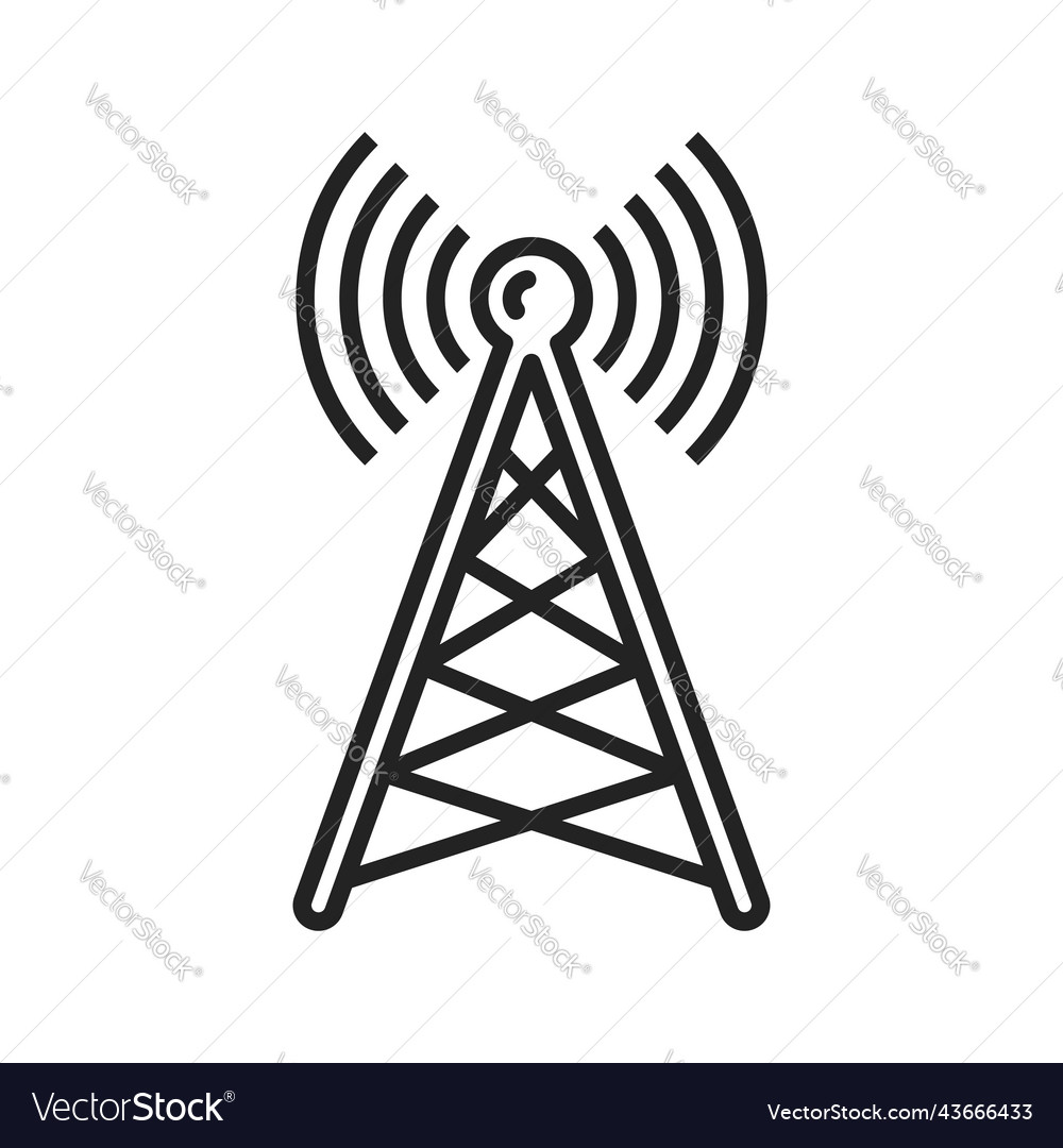 Mast transmitter isolated broadcasting tower icon Vector Image