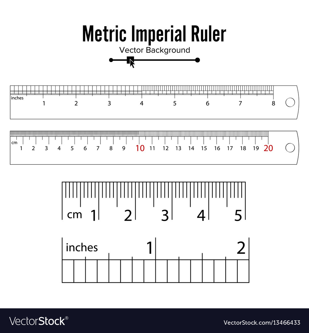 Metric Imperial Rulers Centimeter And Inch Vector Image