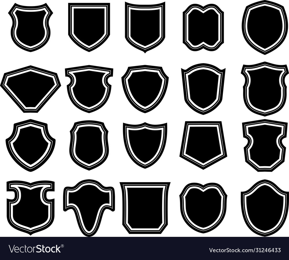 Monochrome shield emblem set Royalty Free Vector Image