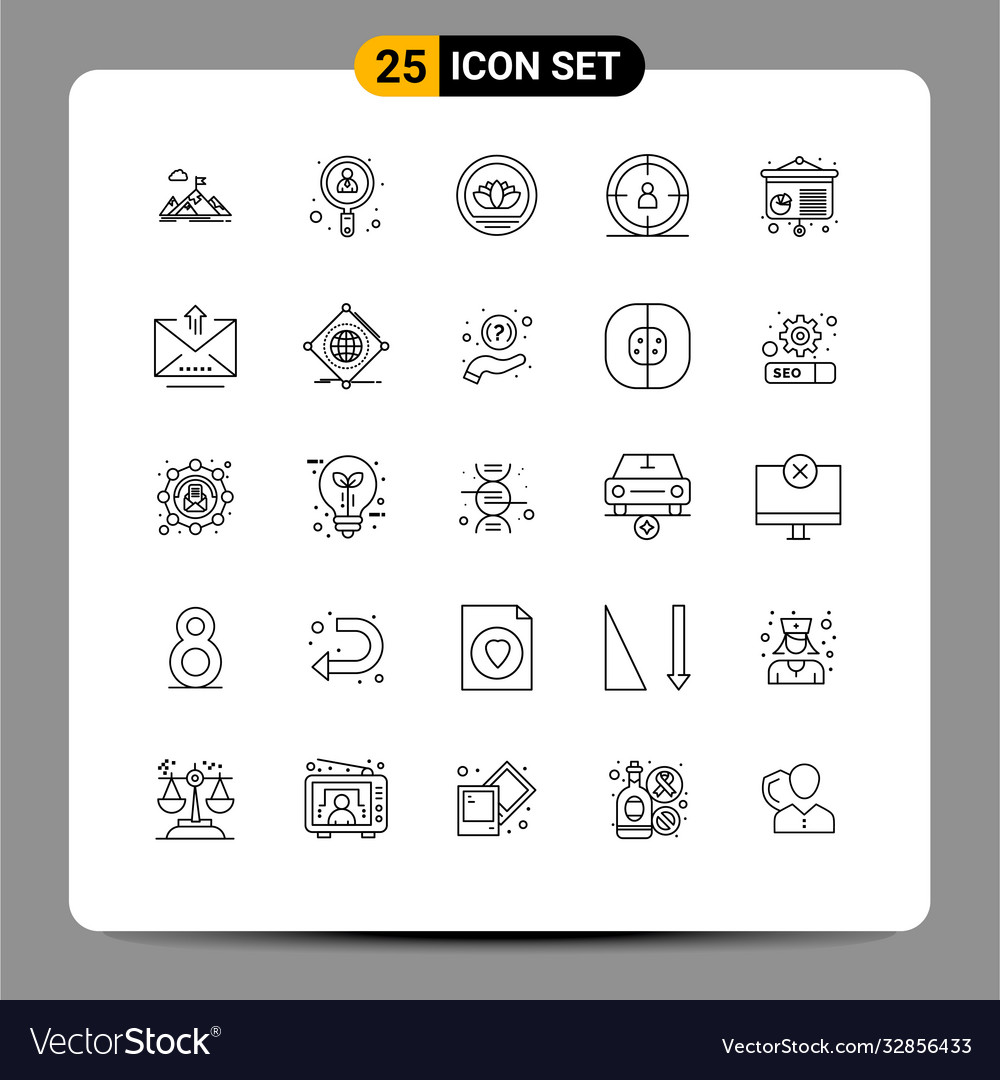 Pictograph set 25 simple lines user seo