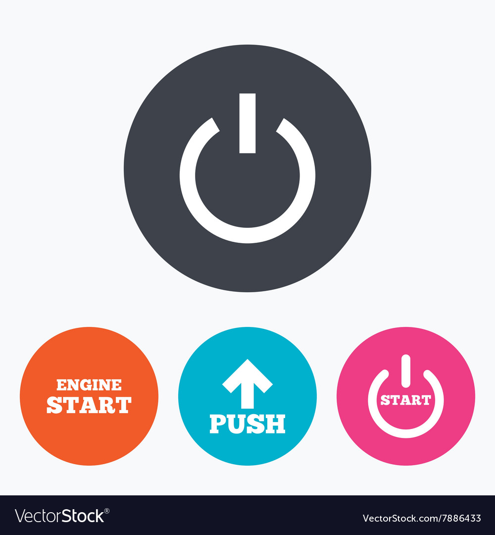 Power icons start engine symbol push arrow