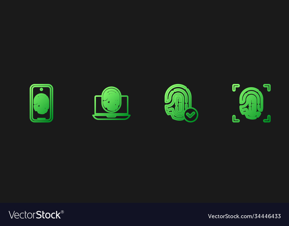 Set line fingerprint mobile with scan vector image Set line fingerprint mobile with scan