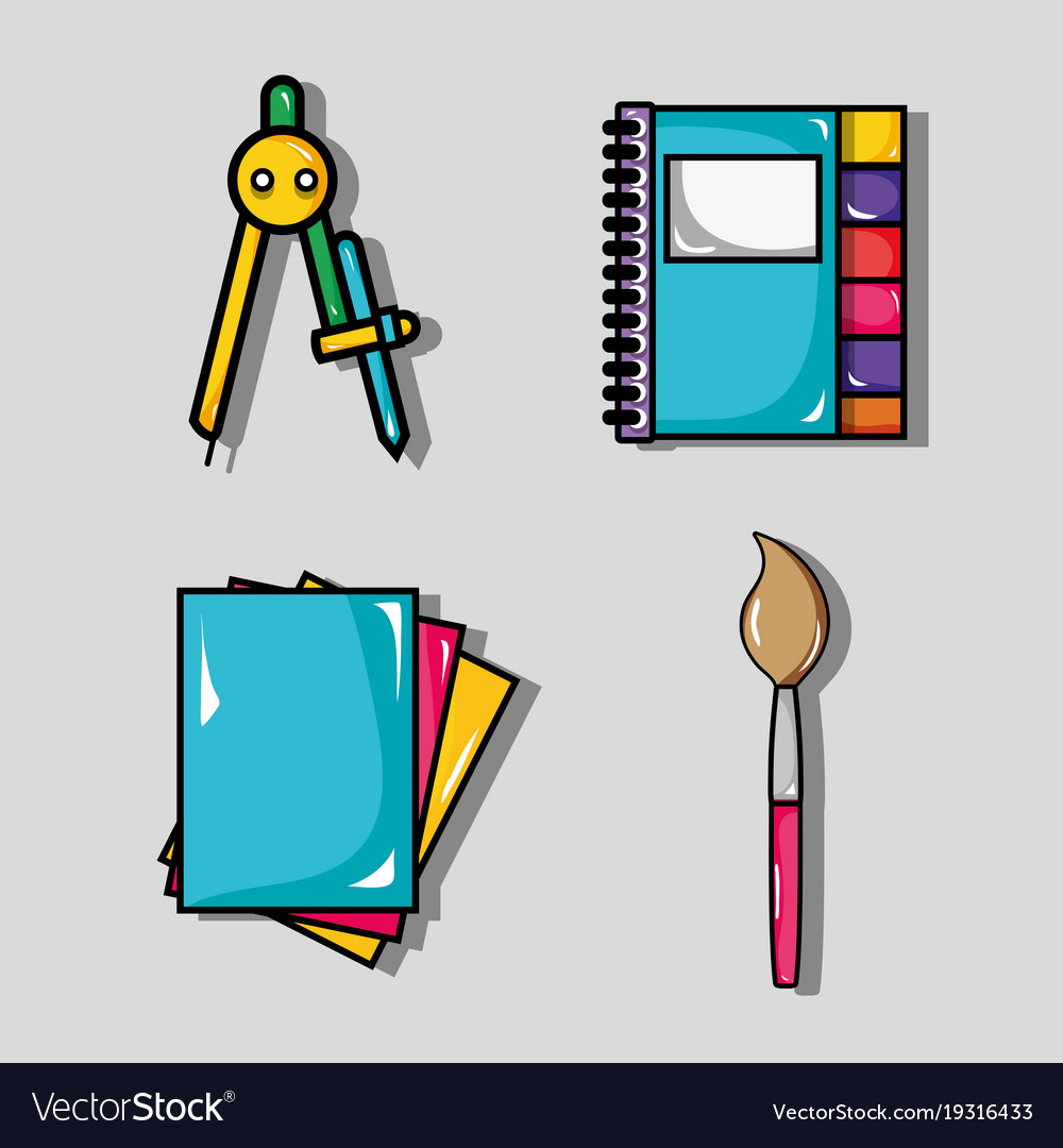 Set school tools design to study and learn