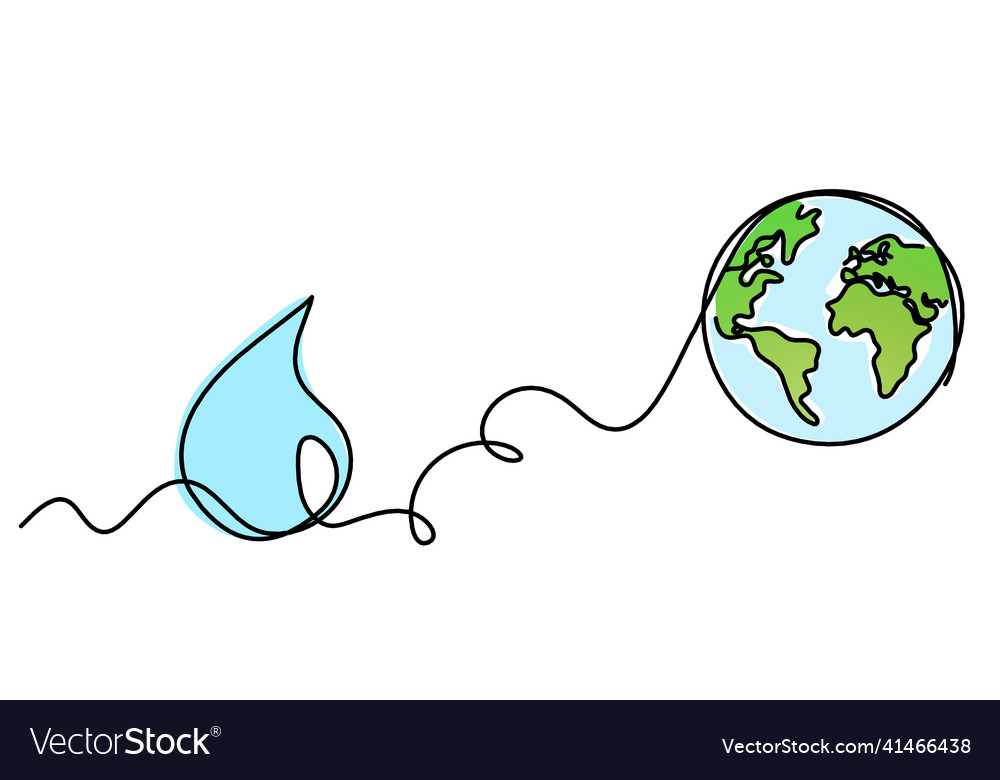 Abstract color drop with globe as line drawing Vector Image Abstract color drop with globe as line drawing