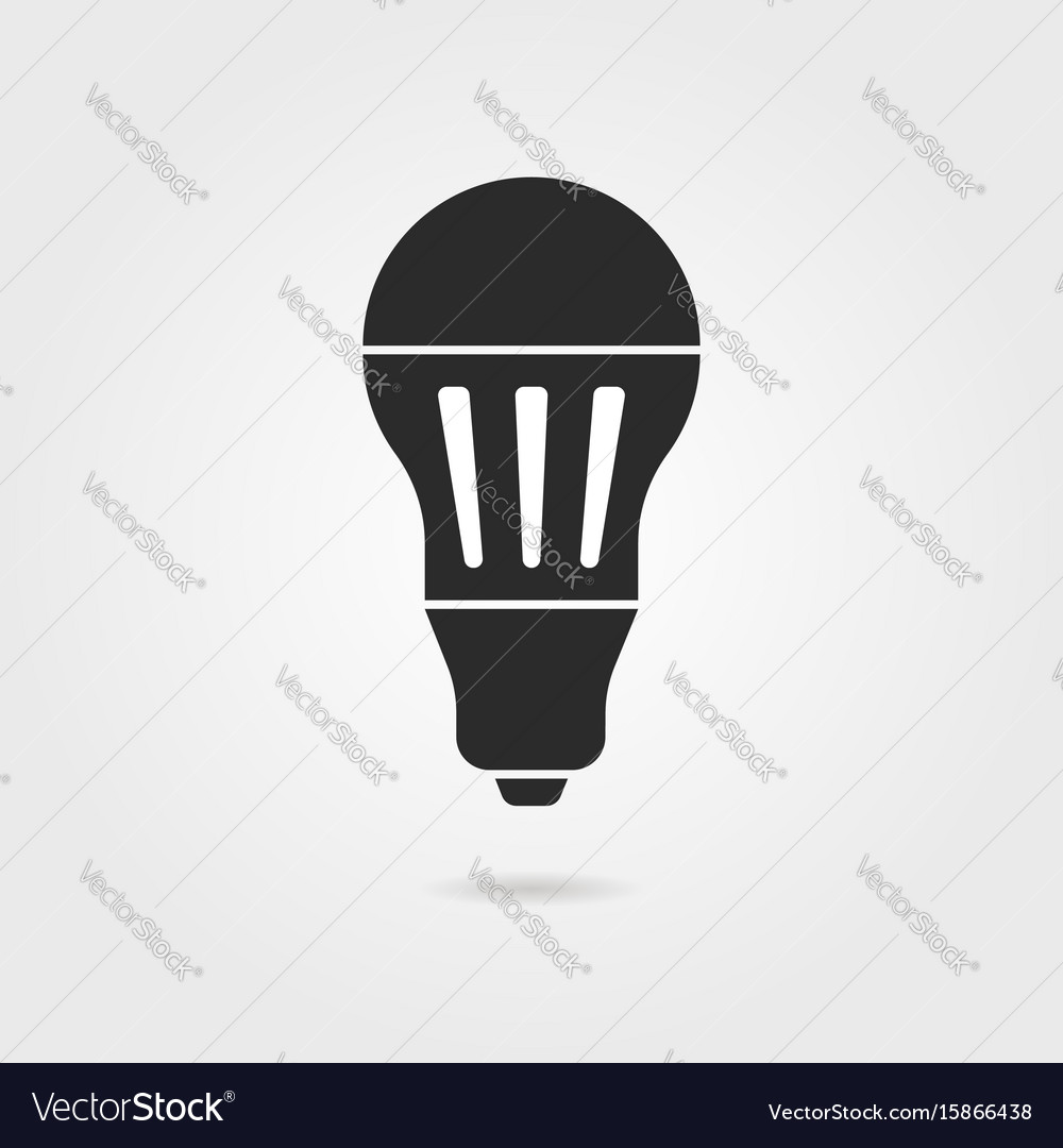 Black led bulb icon with shadow