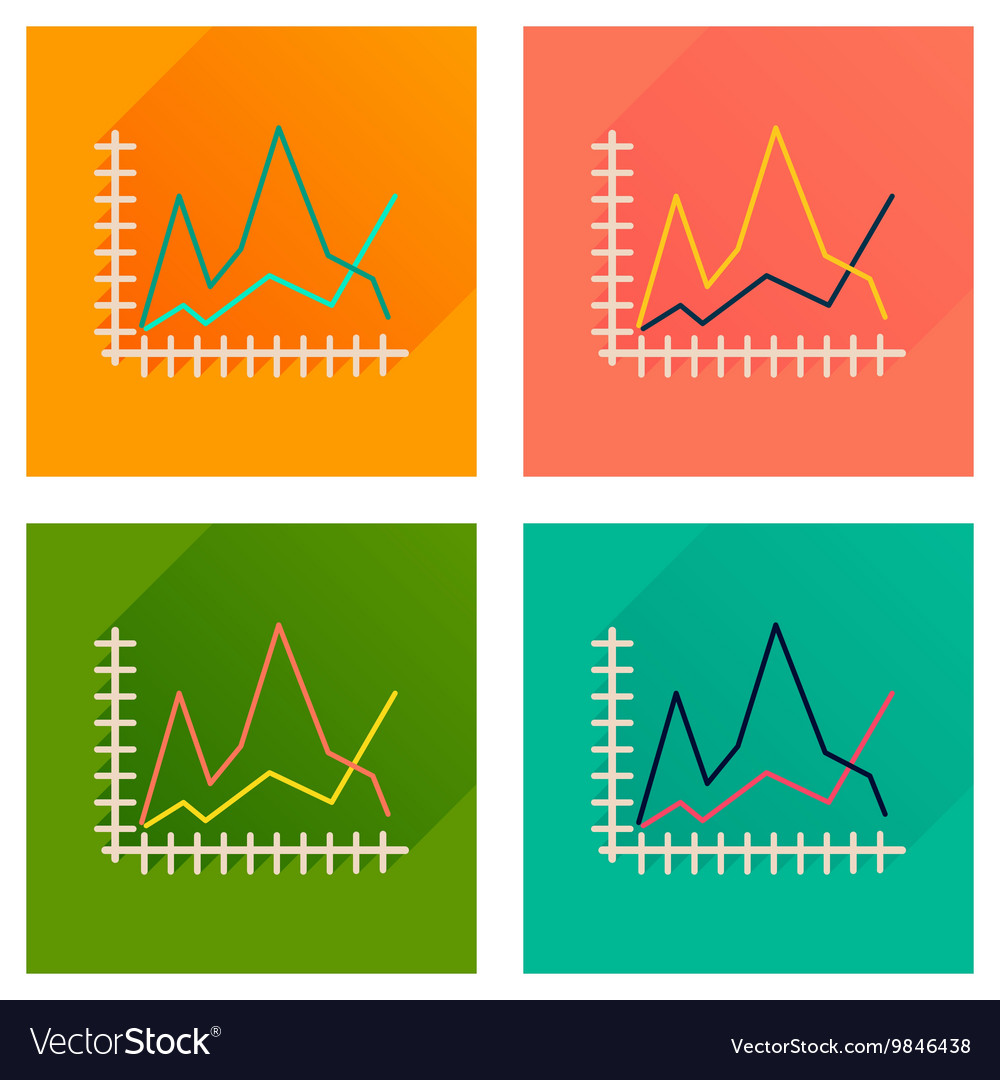 Concept of flat icons with long shadow economic