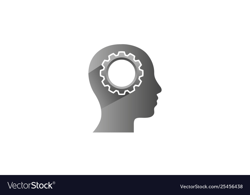 Creative engineer worker gear head brain logo