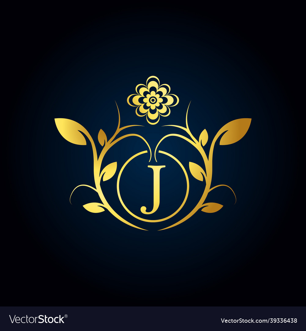 Elegant j luxury logo golden floral alphabet logo Vector Image