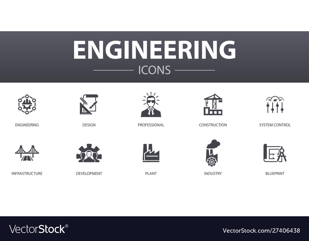 Engineering simple concept icons set contains