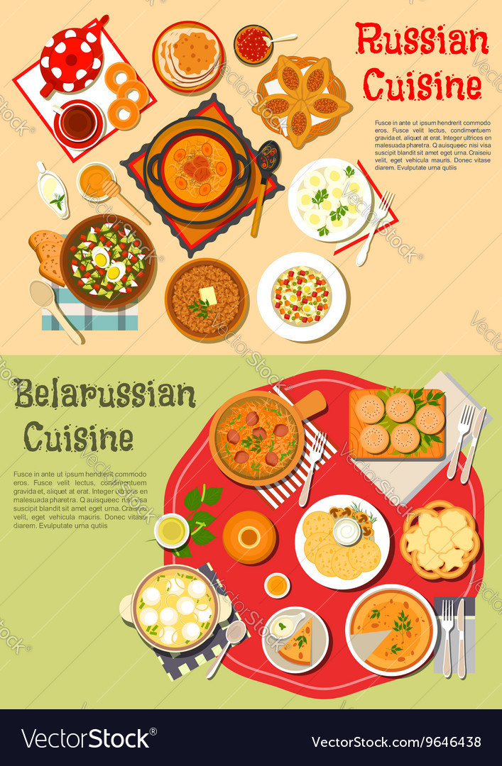 Everyday meals of russian and belarusian cuisine Vector Image