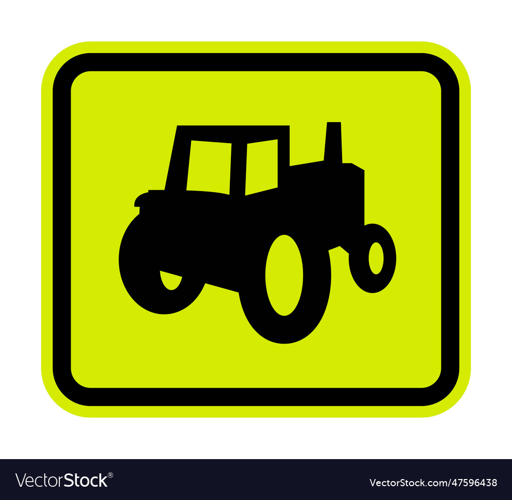 Farm machinery crossing sign on white background