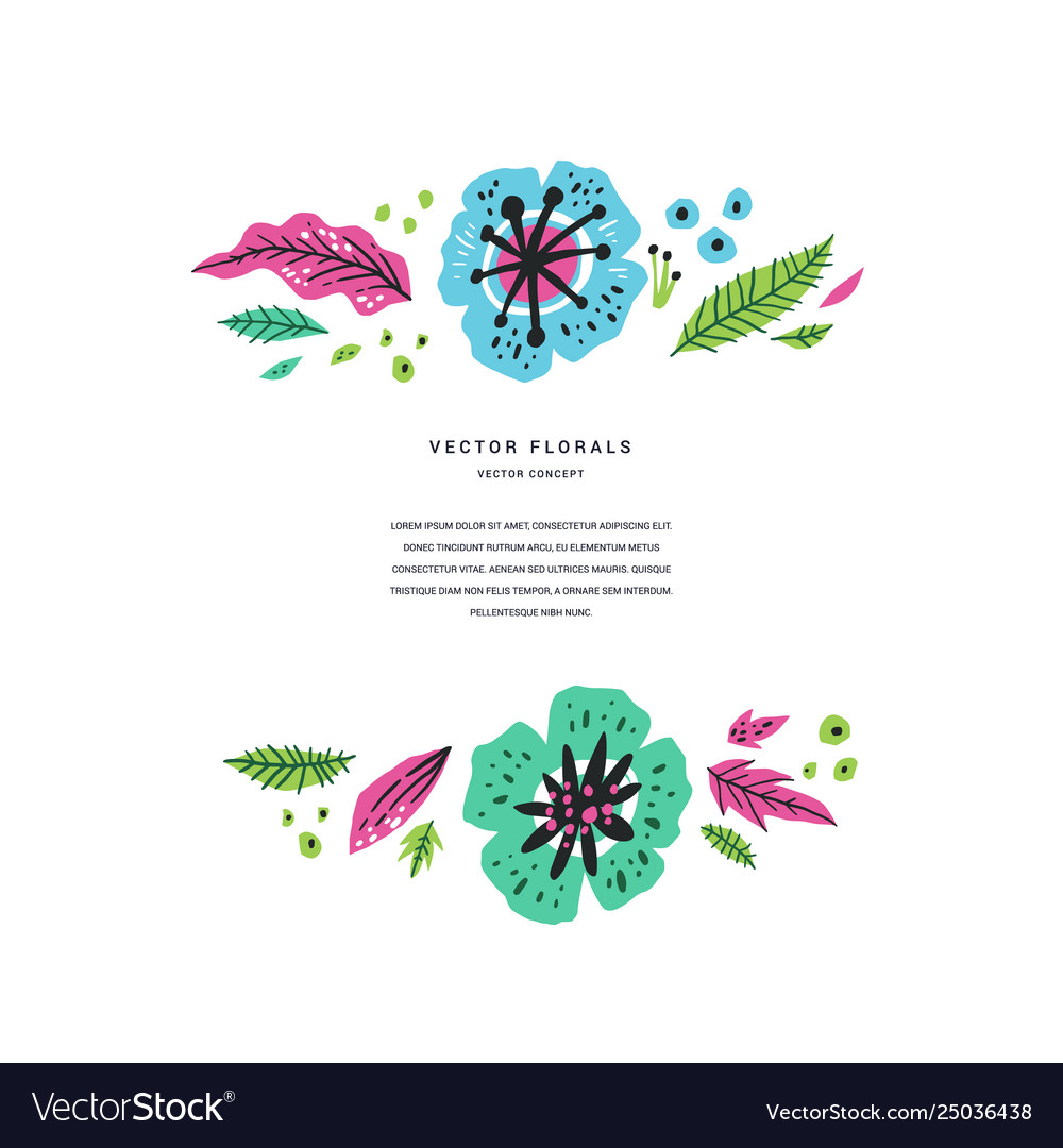 Floral flat hand drawn poster template