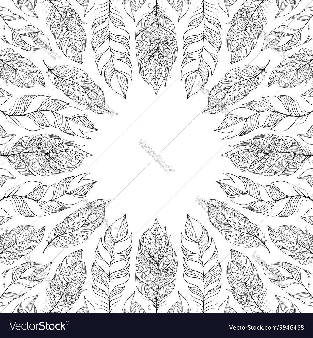 Frame with abstract feathers