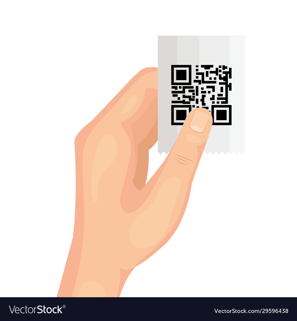 Hand and voucher with code qr