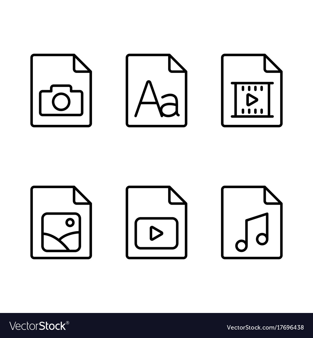 Line multimedia various type document icons