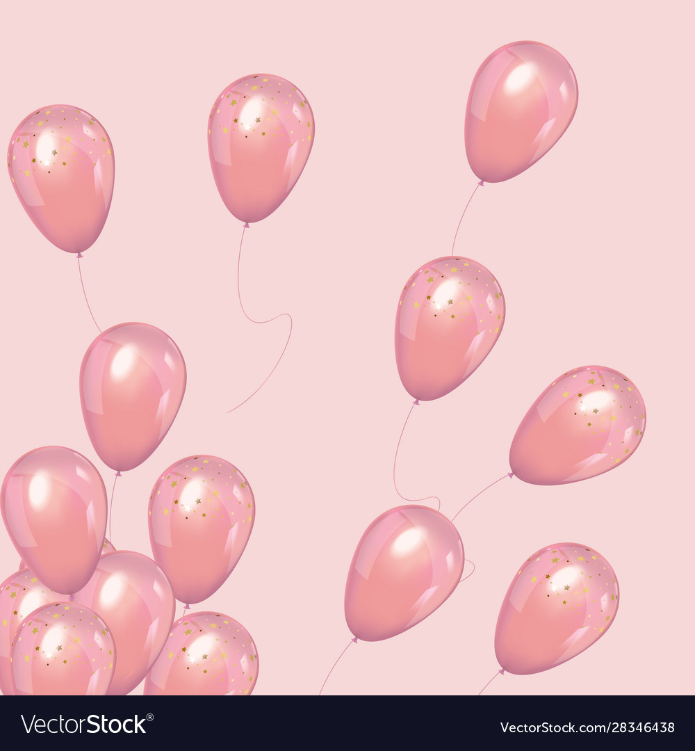 Luxury pink balloons with confetti Royalty Free Vector Image