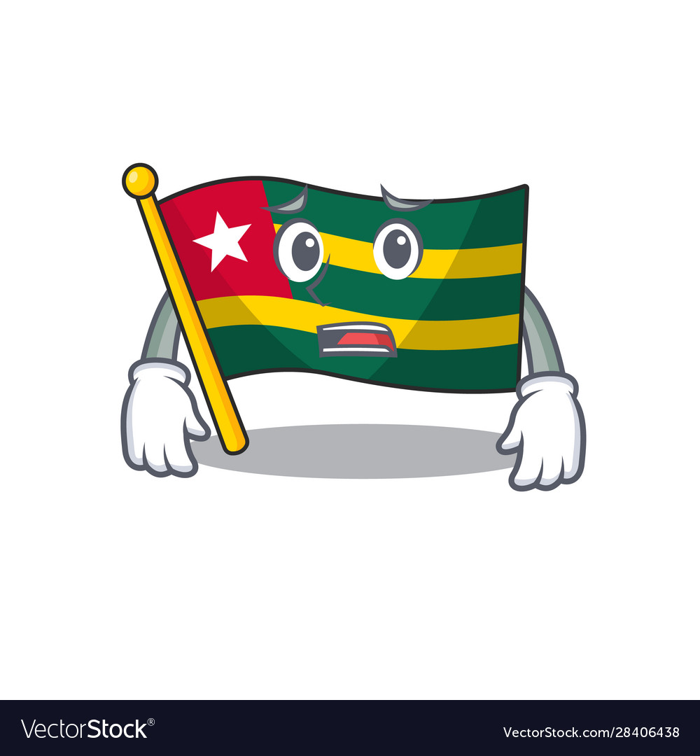 Mascot flag togo scroll showing afraid look