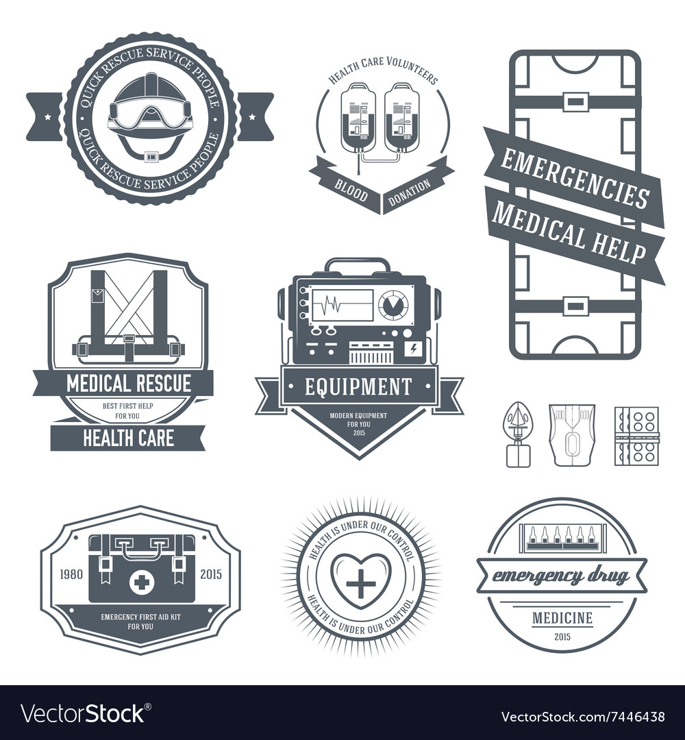 Medical Label Template Set Emblem Element For Vector Image