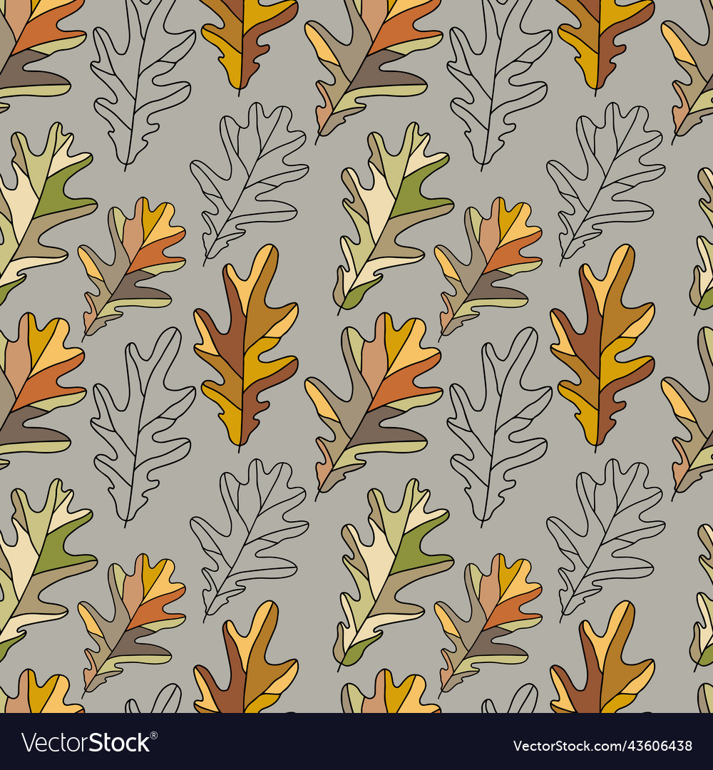 Oak Leaves Seamless Pattern 3 Royalty Free Vector Image