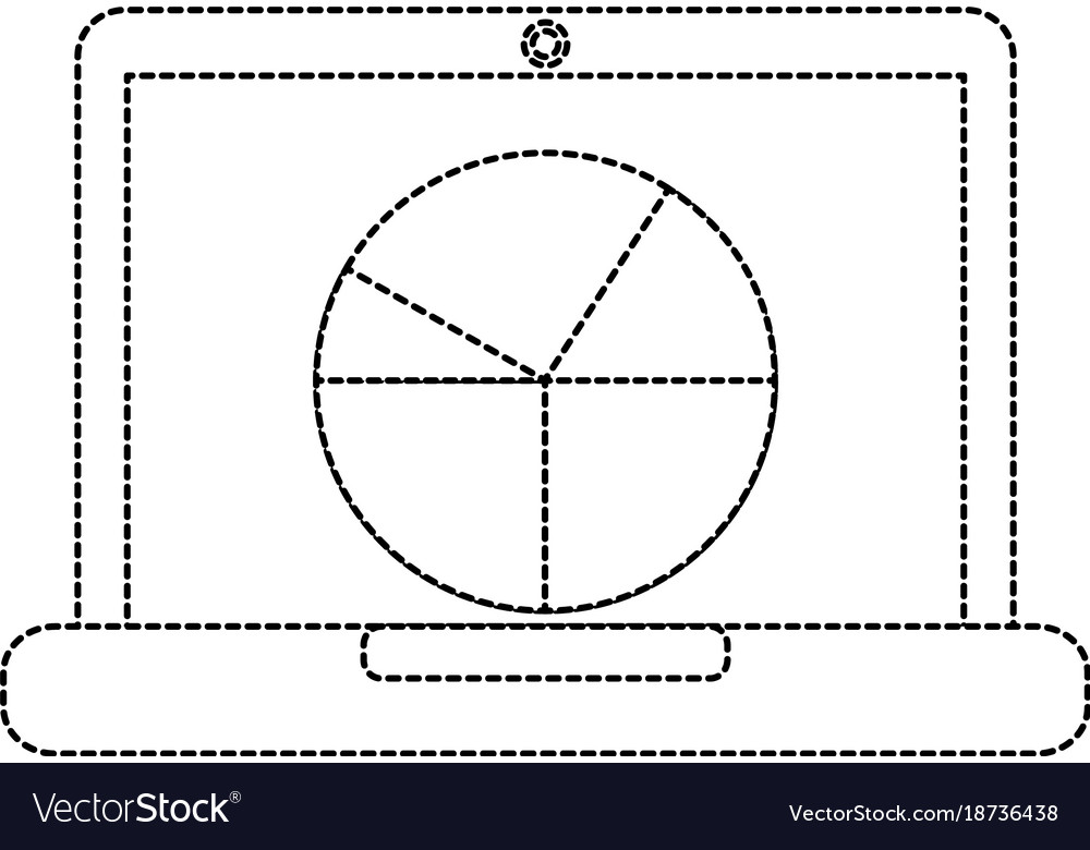 Pie graph chart on laptop screen icon image