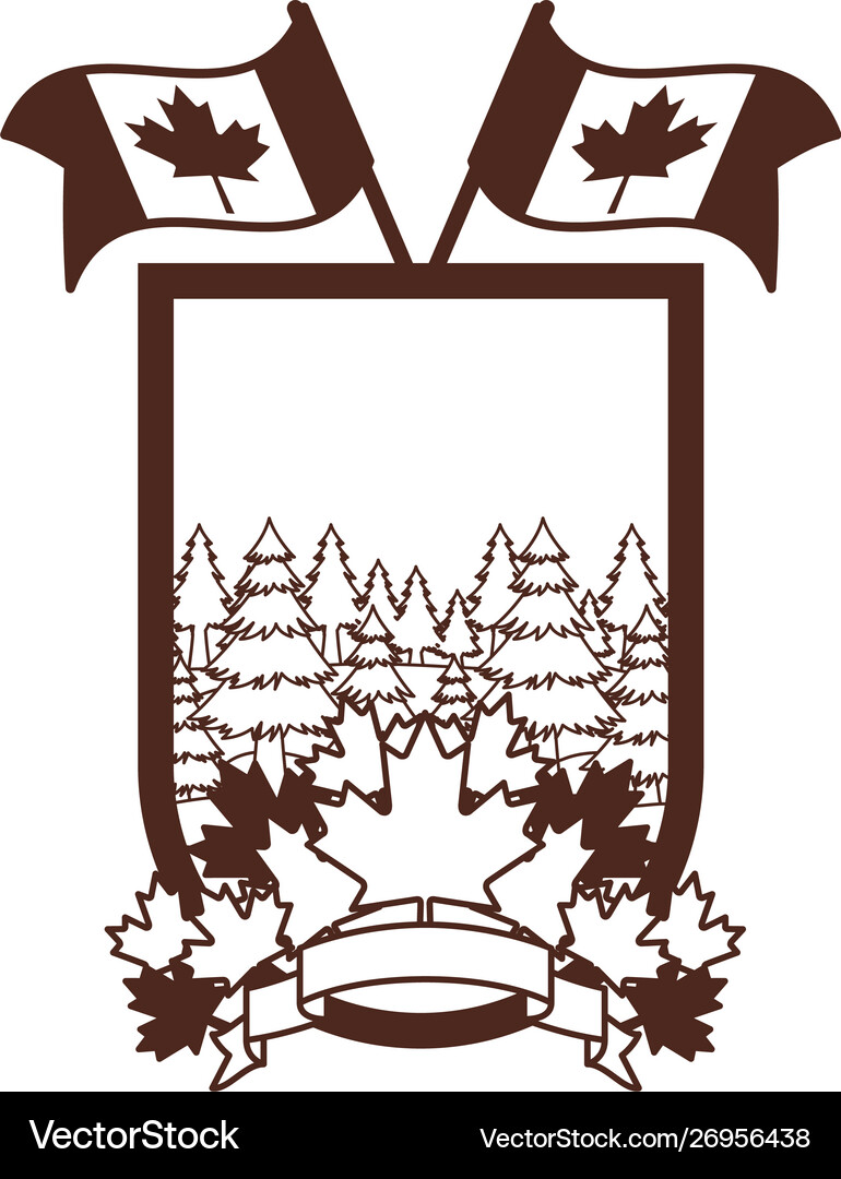 Pine trees inside label canada design Royalty Free Vector
