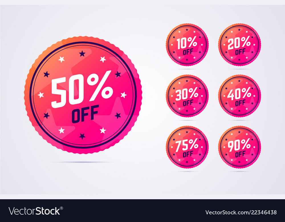 Set of sale badges in modern gradient style vector image Set of sale badges in modern gradient style