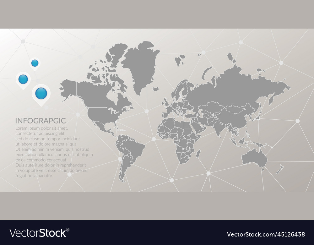 World map infographic symbol pointer icons vector image World map infographic symbol pointer icons