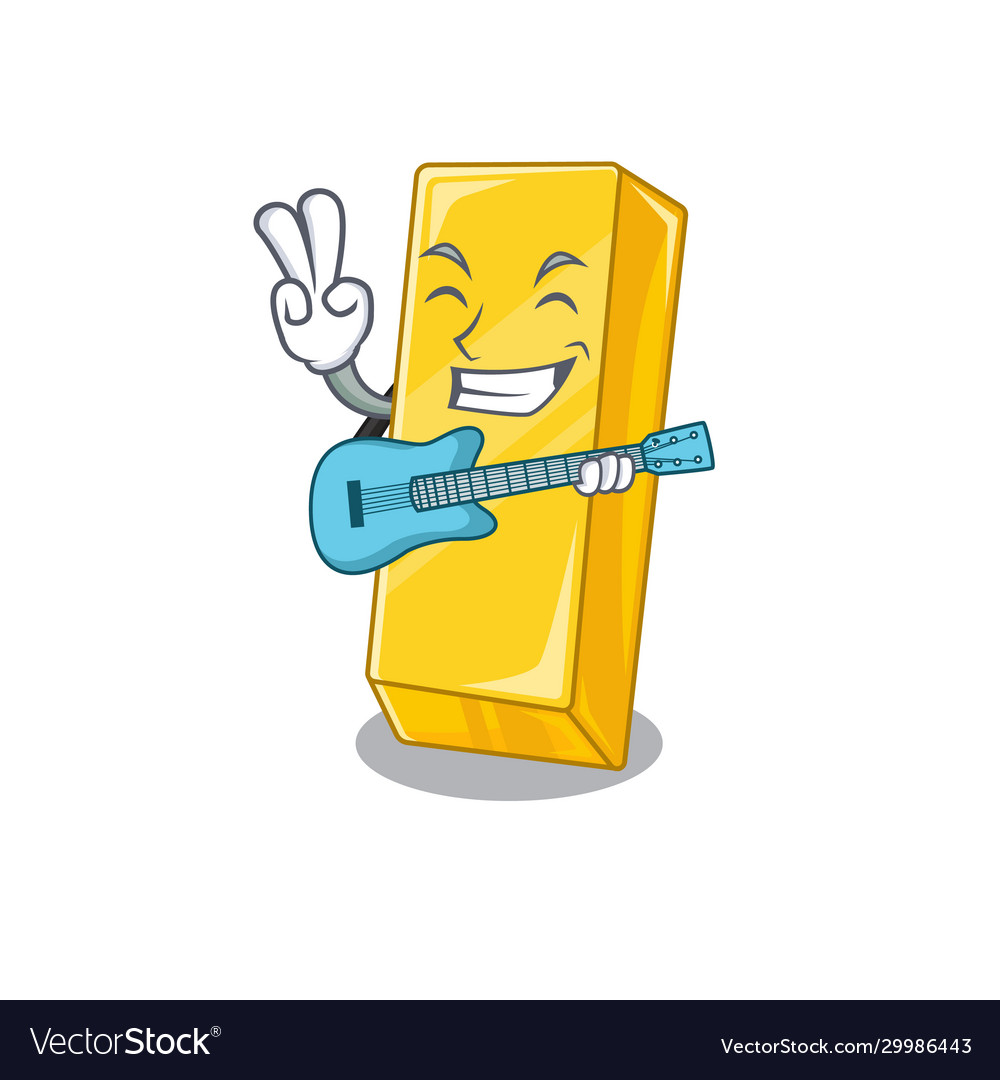 A mascot gold bar performance with guitar