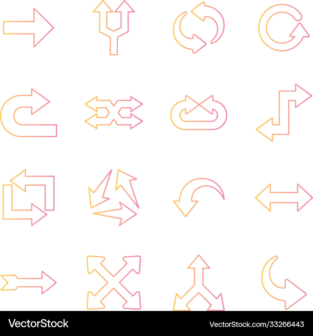 Arrows gradient style collection icons Royalty Free Vector