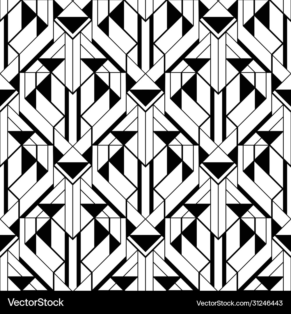 Art deco pattern black white background Royalty Free Vector