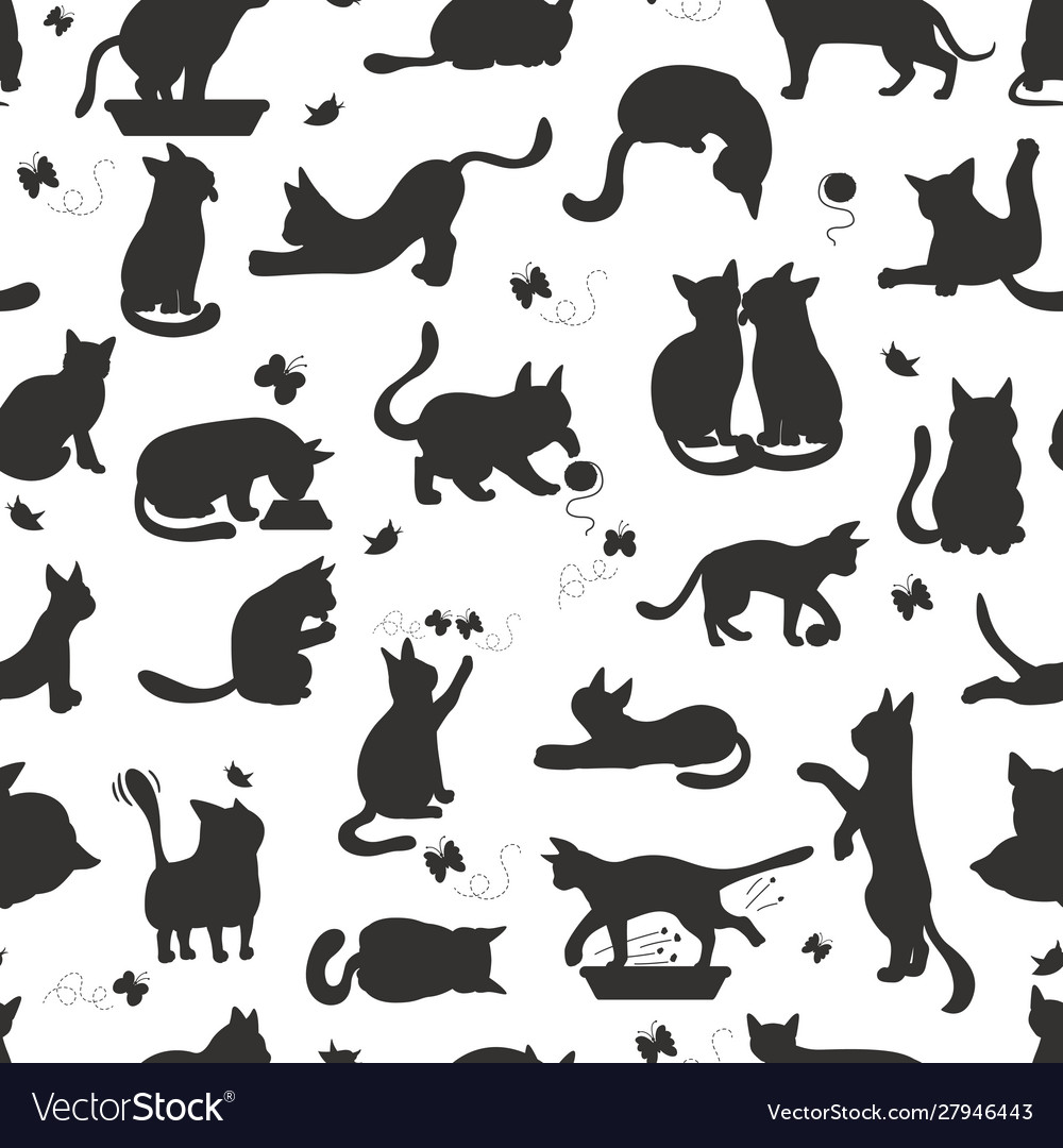 Cartoon cat characters seamless pattern different vector image Cartoon cat characters seamless pattern different