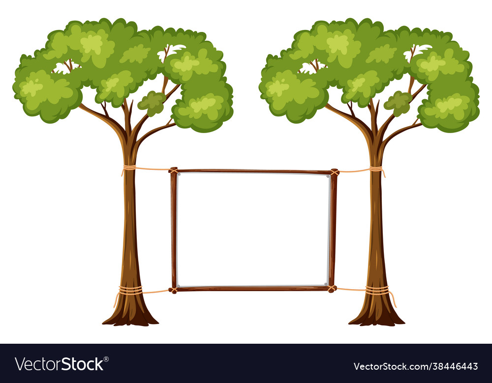 Empty banner with big trees on white background vector image Empty banner with big trees on white background
