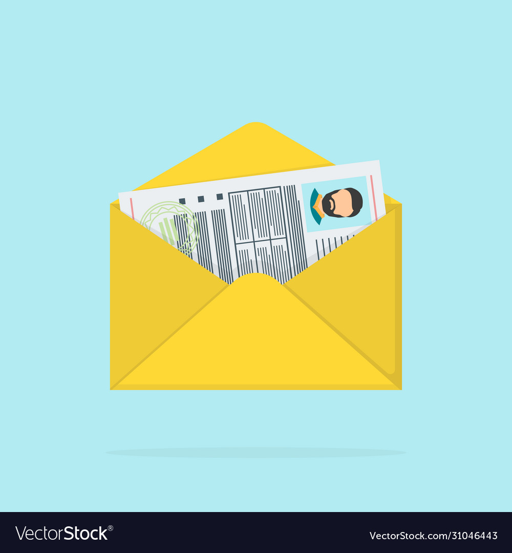 Envelope with abstract document color icon Vector Image Envelope with abstract document color icon