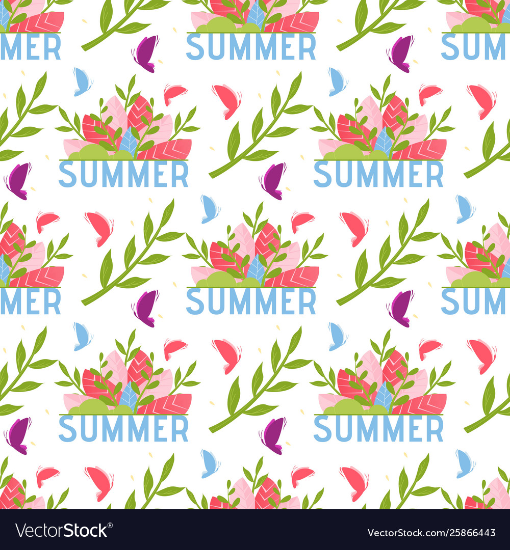 Floral nahtloses Muster mit Schrift Sommer