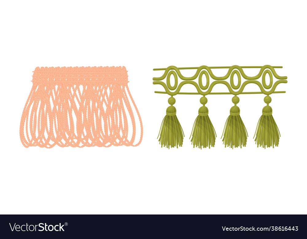 Fringe trim and tassel for fabric and clothing Vector Image