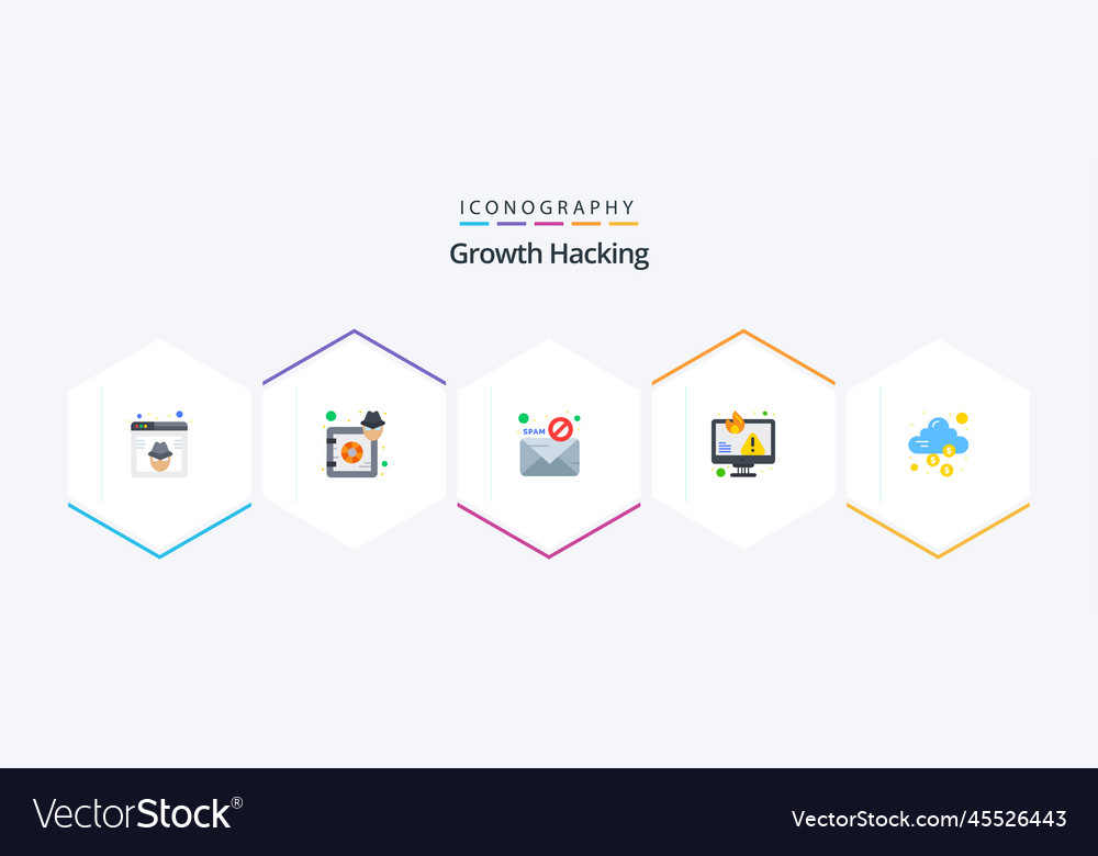 Hacking 25 flat icon pack including error