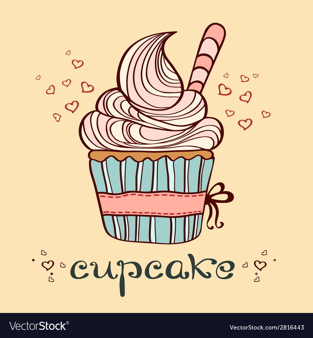 Hand drawn of cupcake