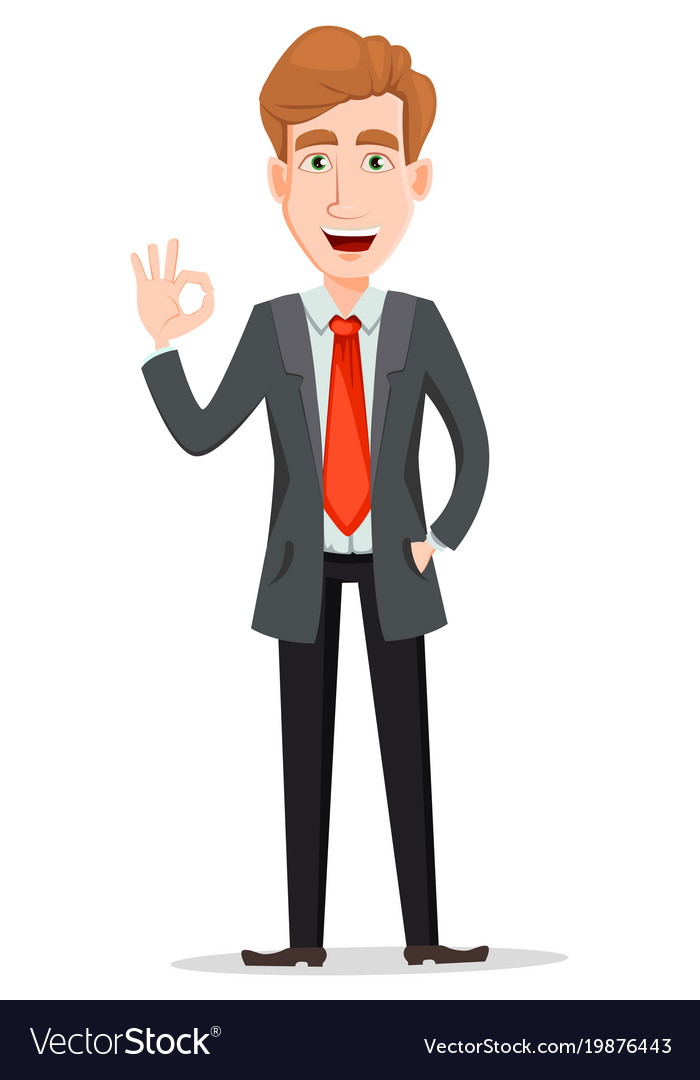 Handsome businessman in suit showing ok sign Vector Image