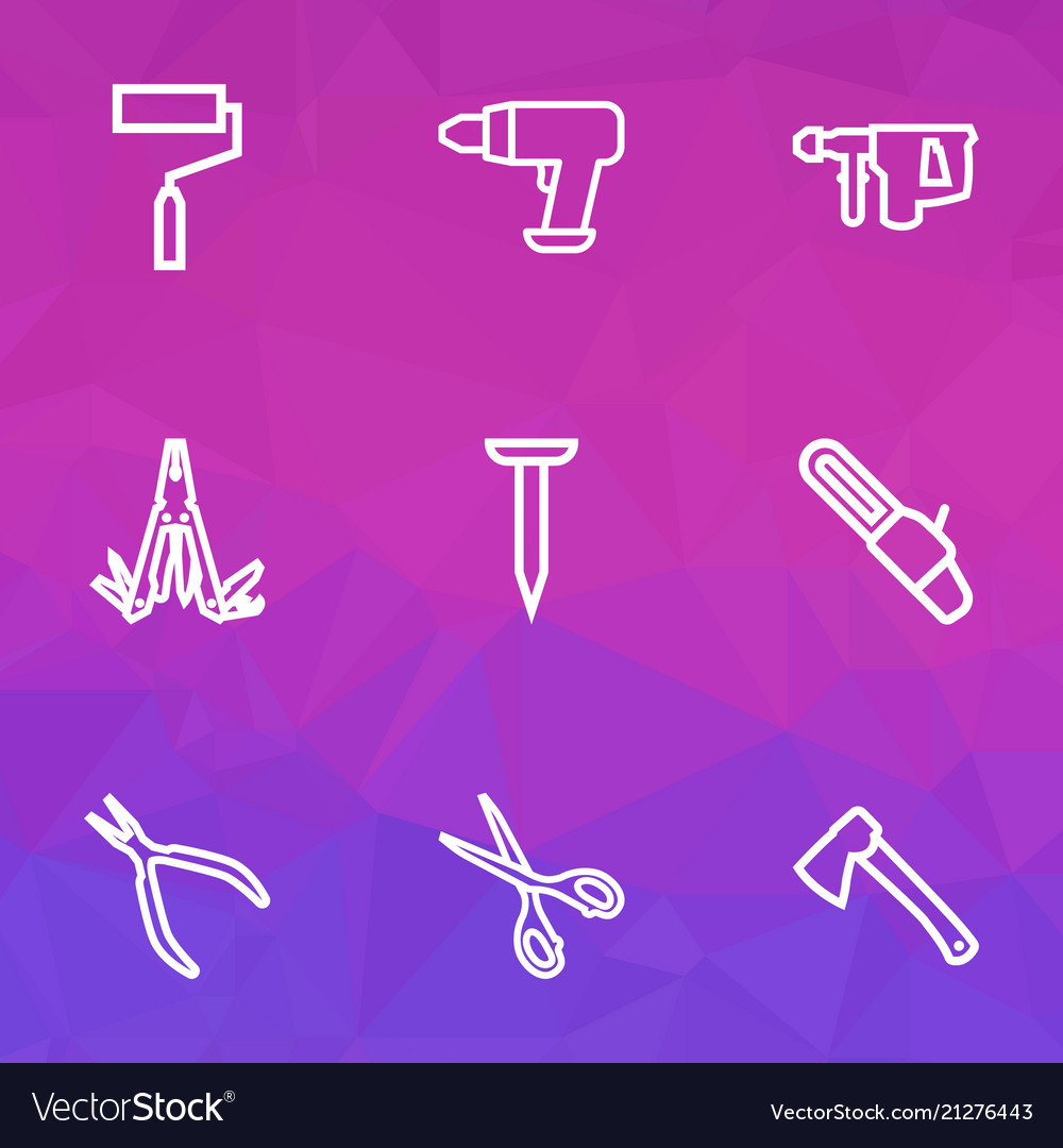 Handtools icons line style set with multi tool vector image Handtools icons line style set with multi tool