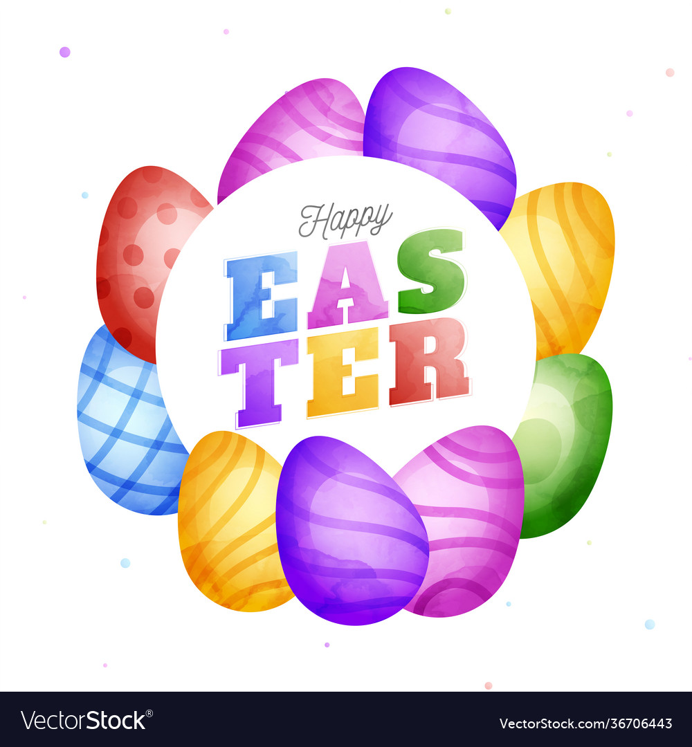 Happy easter text on circular shape decorated