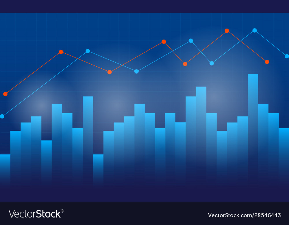 Infographic Currency Chart On Blue Background Vector Image