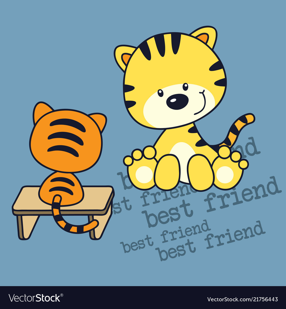 Little kitten and friend cartoon Royalty Free Vector Image Little kitten and friend cartoon Royalty Free Vector Image