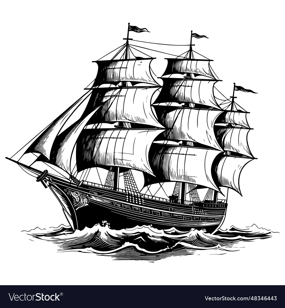 Sailing ship at sea