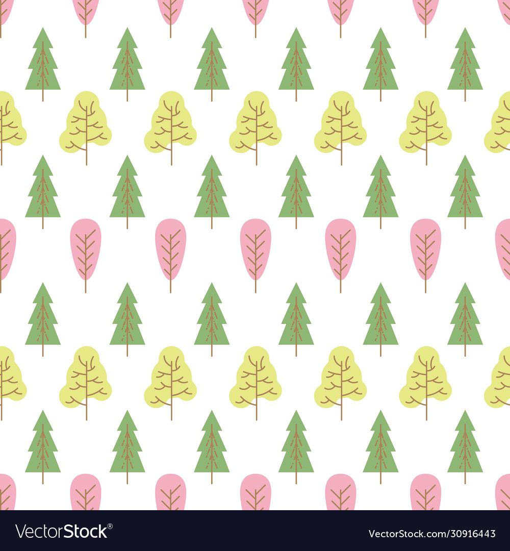 Seamless pattern with colored trees
