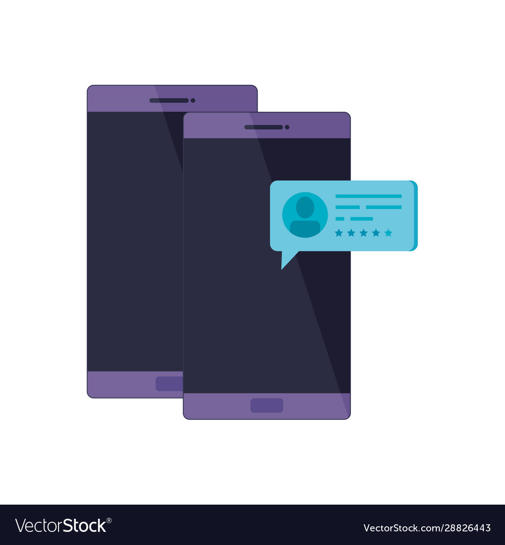 Set smartphone device with speech bubbles