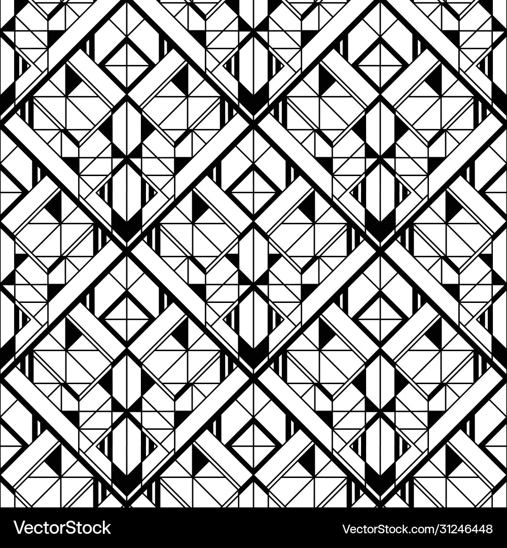 Art deco pattern black white background Royalty Free Vector